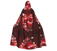 ZXMDZTSS Valentine's Day -Print Adults Halloween Hooded Cloak | Full Print Cape | Neck-Tie Closure