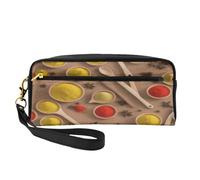 ZXMDZTSS Various Seasoning Print Pattern - Print Customizable Pu Leather Pencil Case & Makeup Bag - Compact Organizer for Students, Artists, Travel
