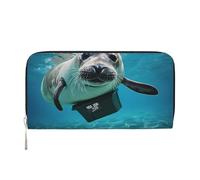 ZXMDZTSS West Indian Manatees - Genuine Leather Women's Zipper Wallet with Phone Pocket - Stylish Clutch Purse for Daily Use, Travel & Gifts (7.9 in Handheld Design)