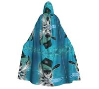 ZXMDZTSS West Indian Manatees -Print Adults Halloween Hooded Cloak | Full Print Cape | Neck-Tie Closure