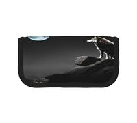 ZXMDZTSS Wolf Night Moon - Canvas Pen Case - Stylish Two-Tone Design | Makeup & Stationery Organizer for School, Travel