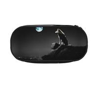 ZXMDZTSS (Wolf Night Moon) Print Large Pencil Case with Compartments & Zipper - Premium Oxford Fabric School, Office, Travel Organizer for Students, Artists