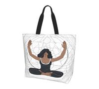 ZXMDZTSS Yoga Meditation -Print Women's Large Tote Bag Water-Resistant Lightweight For Shopping Work Commute.