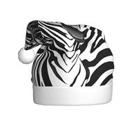 ZXMDZTSS Zebra Print -Print Adult Plush Christmas Hat Cozy Festive Santa Headwear Pom-Pom For Xmas Parties Holidays.