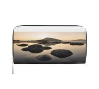 ZXMDZTSS Zen Stone - Genuine Leather Women's Zipper Wallet with Phone Pocket - Stylish Clutch Purse for Daily Use, Travel & Gifts (7.9 in Handheld Design)