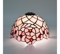 ZXMJYHK Tiffany Replacement Lamp Shade, 8 Inch Pink Cherry Blossom Stained Glass Lamp Shade Pastoral Art Decor Small Opening Lampshades for Living Room Bedroom Restaurant