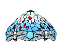 ZXMJYHK Tiffany Style Lamp Shade, 12 Inch Blue Dragonflies Stained Glass Lamp Shade Vintage Art Decor Small Opening Replacement Lampshades for Table Lamp Pendant Light Ceiling Light