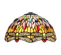 ZXMJYHK Tiffany Style Lamp Shade, 12 Inch Colorful Beads Dragonfly Stained Glass Lamp Shade Replacement Pastoral Lamp Cover Accessories Fit for Table Lamp Pendant Light Ceiling Light