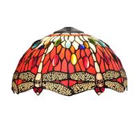 ZXMJYHK Tiffany Style Lamp Shade, 12 Inch Pastoral Red Dragonfly Stained Glass Lamp Shade Replacement Lamp Cover Accessories Fit for Table Lamp Pendant Light Ceiling Light