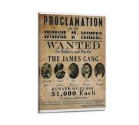 ZXMKH Posters Applicable to Jesse James Gang Wanted Poster Canvas Oil Painting Decorative Painting Art Poster Hanging Painting Home Living Room Bedroom Dining Wall 08x12inch(20x30cm) Frame-style