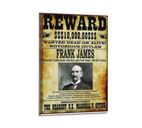 ZXMKH Posters Applicable to Jesse James Wanted Poster Canvas Oil Painting Decorative Painting Art Poster Hanging Painting Home Living Room Bedroom Dining Wall 16x24inch(40x60cm) Frame-style