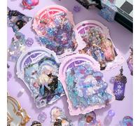 ZXMNBH 20 Pcs/Pack Moon Prayer Holy Land PET Stickers for Scrapbooking Kit Waterproof Clear Sticker Junk Journaling Supplies Journals Diary Planner Collage Laptop Paper Crafts