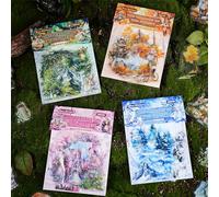 ZXMNBH 20 Pcs/Pack Spring Forest Blooms PET Stickers for Scrapbooking Kit Waterproof Clear Sticker Junk Journaling Supplies Journals Diary Planner Collage Laptop Paper Crafts