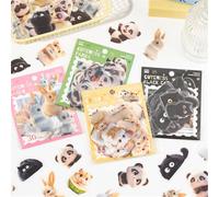 ZXMNBH 30 Pcs/Pack Dumb Mouse PET Stickers for Scrapbooking Kit Waterproof Clear Sticker Junk Journaling Supplies Journals Diary Planner Collage Laptop Paper Crafts