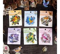 ZXMNBH 30 Pcs/Pack Peach Forest Birds PET Stickers for Scrapbooking Kit Waterproof Clear Sticker Junk Journaling Supplies Journals Diary Planner Collage Laptop Paper Crafts