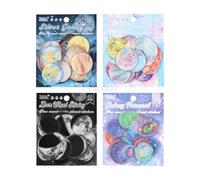 ZXMNBH 40 Pcs/Pack Silver Star River PET Stickers for Scrapbooking Kit Waterproof Clear Sticker Junk Journaling Supplies Journals Diary Planner Collage Laptop Paper Crafts