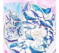 ZXMNBH Bronzing Stickers for Scrapbooking Kit Cute Whale Aesthetic Paper Diary Planner Junk Bullet Journaling Decorative Supplies 60 Pcs/Pack