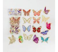 ZXMNBH PET Bronzing Stickers for Scrapbooking Kit Bright Butterfly Aesthetic Paper Diary Planner Junk Bullet Journaling Decorative Supplies 30 Pcs/Pack