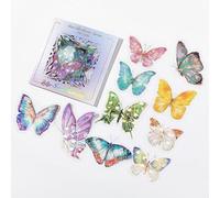 ZXMNBH PET Stickers for Scrapbooking Kit Korean Butterfly Aesthetic Paper Diary Planner Junk Bullet Journaling Decorative Supplies 20 Pcs/Pack