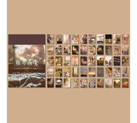 ZXMNBH Stickers for Scrapbooking Kit Coffee Color Picture Aesthetic Paper Diary Planner Junk Bullet Journaling Decorative Supplies 50 Pcs/Pack