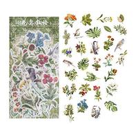 ZXMNBH Stickers for Scrapbooking Kit Flower Bird Aesthetic Paper Diary Planner Junk Bullet Journaling Decorative Supplies 60 Pcs/Pack