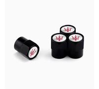 ZXNMCB 4 pcs Auto Tire Air Valve Caps for Maserati President Ghibli Gregor, Car Tire Dust Valve Caps with Sealing Rubber Rust-proof, for stabilizing tires,A Black