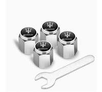 ZXNMCB 4 pcs Auto Tire Air Valve Caps for Maserati President Ghibli Gregor, Car Tire Dust Valve Caps with Sealing Rubber Rust-proof, for stabilizing tires,A Silver