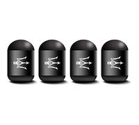 ZXNMCB 4 pcs Auto Tire Air Valve Caps for Maserati President Ghibli Gregor, Car Tire Dust Valve Caps with Sealing Rubber Rust-proof, for stabilizing tires,A Black