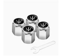 ZXNMCB 4 pcs Auto Tire Air Valve Caps for Maserati President Ghibli Gregor, Car Tire Dust Valve Caps with Sealing Rubber Rust-proof, for stabilizing tires,A Silver