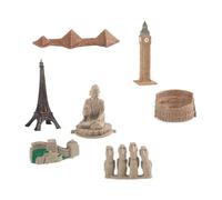 Zxpjkyu 10-Piece Landmarks Construction Kits, Historical Building Models, Miniature Architectural Models, Simulation Set, 7 pieces