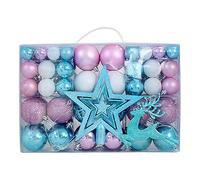 Zxpjkyu 102 Hanging Christmas Decorations, Decorative PVC Balls, Lightweight And Safe to Hang, Ideal for Christmas, Blue White Pink