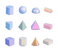 Zxpjkyu 3D Geometric Shapes, Geometric Shape Blocks for Elementary School, Home,
