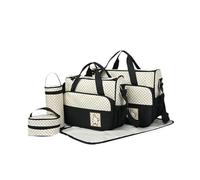 Zxpjkyu 5-Piece Diaper Bag Set: Tote Bag, Meal Bag, Changing Mat Holder, Multifunctional, Suitable for Everyday Parenting, Black