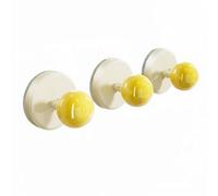 Zxpjkyu Cabinet Handle Instant Suction Pull Repositionable Knob Contemporary Style Fixture Sliding Doors Kitchen Cupboard Refrigerator Suitable for Office Rental Home, White Yellow, 3 Pack