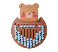 Zxpjkyu Children Learning Board Wooden Wall-Mounted Animal-Themed Activity Board Sensory Toy Interactive Tracks Rotating Beads Sliding Locks Suitable for Early Study Area, Little Brown Bear