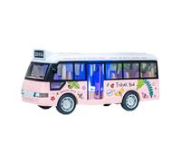 Zxpjkyu City Bus Toy Bus Vehicle Model Car with Sound, Light, PP Material And Opening Doors for Children's Party Gift, pink