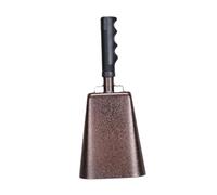 Zxpjkyu Cowbell with Handle, Handbell, Noisemaker Instrument, Iron Handbell with Non-slip Handle for Sporting Events, Ranch Management, Family Celebrations, E, Coffee