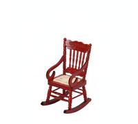 Zxpjkyu Doll Rocking Seat Miniature Nursery Chair Birch Wood Dollhouse Accessory Realistic Carved Details Suitable for Collector Architectural Models DIY, Red