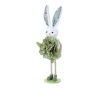 Zxpjkyu Easter Bunny Decoration Tabletop Figurine Doll Standing with Floral Decor Made Polyester for Fireplace Decor, Green