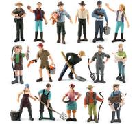 Zxpjkyu Farm Scene Figurines Farmer Character Toy Diorama Figure Set Worker Model Realistic Suitable for Classroom Teaching Home Decoration Hobbies Miniature Display