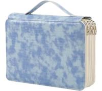 Zxpjkyu Heavy Duty Pencil Case 200 Slots Colored Pencil Organizer Crocodile Pattern Pu Leather Oxford Cloth Construction Reinforced Cardboard Base Multiple, Light Blue