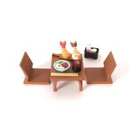 Zxpjkyu Miniature Dining Scene Modern Scale Table Small Rectangle Table Wooden Surface Japanese Decor For Miniature Hobbyist Scenes Suitable for Room Display, Japanese Table Chair Sushi Model Set One