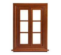 Zxpjkyu Miniature House Window With Chestnut Wood Frame And Two Hinged Leaves With Transparent Panes For In Miniature Scenes Suitable For Dollhouse Wall Installation