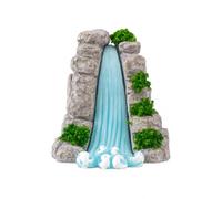 Zxpjkyu Miniature Landscape Sculp Resin Mushroom Waterfall Pond Rock Flocked Decor Hand Painted Suitable for Living Room Workspace, Waterfall Rockery