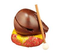Zxpjkyu Mokugyo Temple Block Percussion Instrument Wooden Fish Drum with Mallet Hand Carved Ornament Suitable for Meditation Home Decoration Office Gift, 5inch
