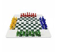Zxpjkyu Multiplayer Chess Game Acrylic Three-Player Set Compact Portable Board Interactive Family Strategy Play Suitable for Game Gatherings, 4P Green-white