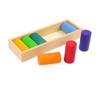 Zxpjkyu Rainbow Building Blocks Wooden Geometric Stacking Toy Educational Play Sorting Construction Set Fine Motor Coordination Development Suitable for, Cylinder