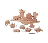Zxpjkyu Wooden Animal-Shaped Toy for Stacking, Threading And Learning to Tie Beads.