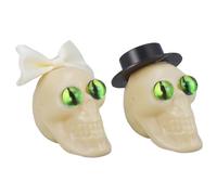 ZXQUEGF 1 Pair Halloween Skull Ornaments Skulls for Decor Halloween Scary Props Bride Groom Skulls Festival Skull Model Skull Decor Pit Doll Bride Skull Mannequin Body Green Plastic