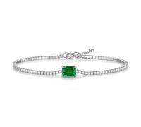 ZXQUEGF 14K Gold Overlay S925 Silver Emerald Gemstone Bracelet for Women, Chain Bracelet, Beautiful Gift for Mother, Wife, Girlfriend